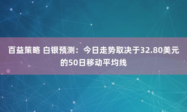 百益策略 白银预测：今日走势取决于32.80美元的50日移动平均线